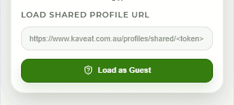 Kaveat browser extension guest mode in light theme