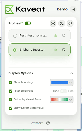 Kaveat browser extension in light theme
