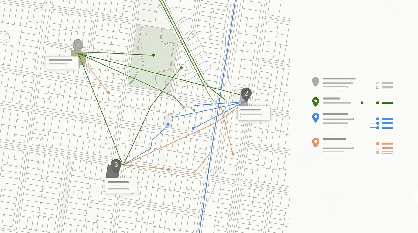 Illustrative comparison of three shortlisted property locations against shared priorities